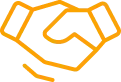 Trust icon, handshake in an orange symbol